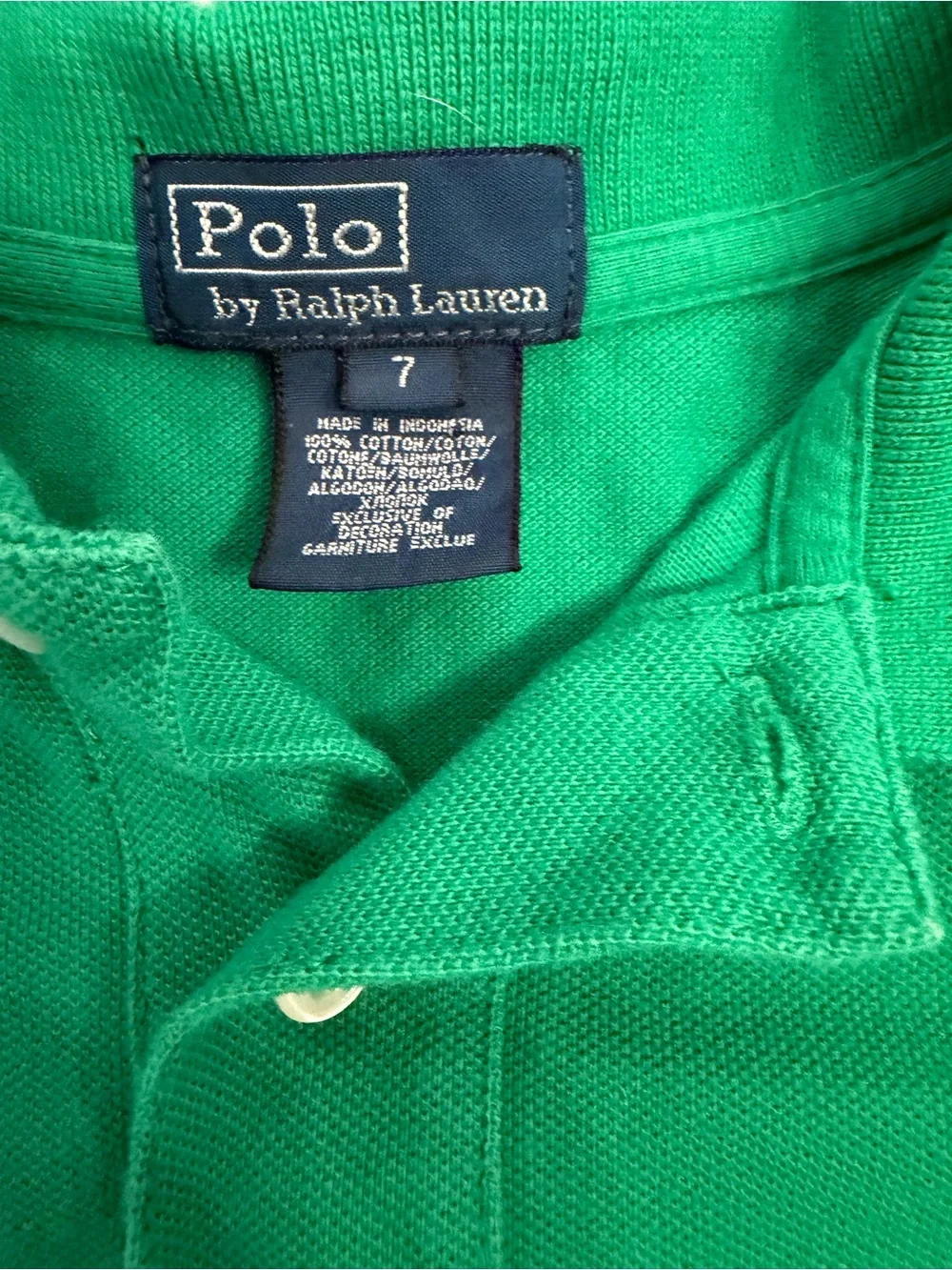 Ralph Lauren Polo Kids Green Short Sleeve Cotton Polo size 7